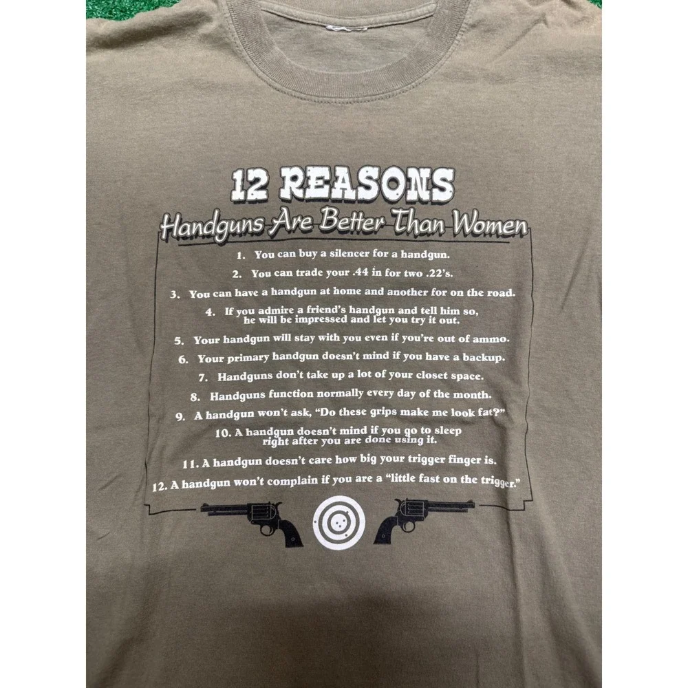 Y2K, deadwood funny graphic "12 reasons why handguns are better than women" - Picture 2 of 6